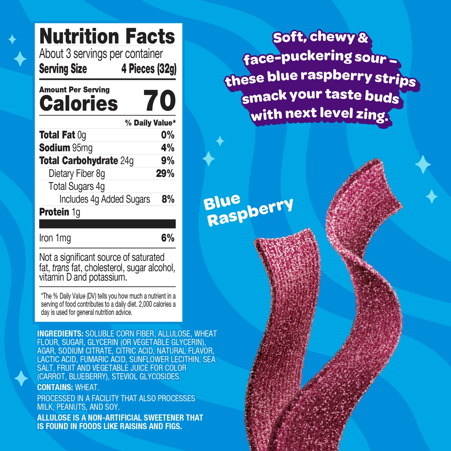 sour blue raspberry strips