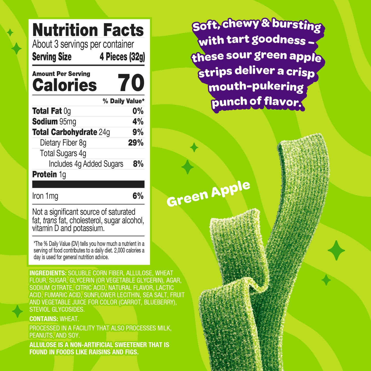 sour green apple strips