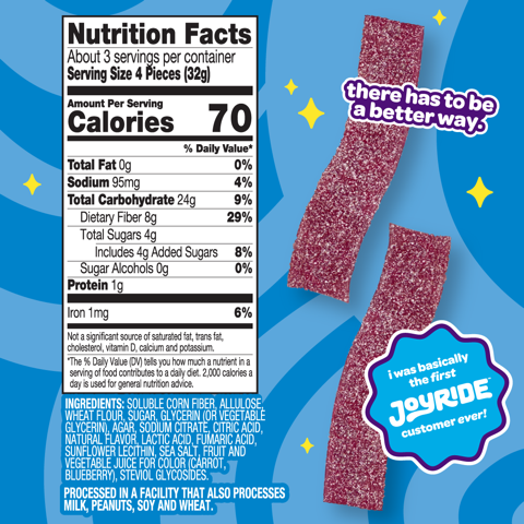 sour blue raspberry strips – JOYRIDE