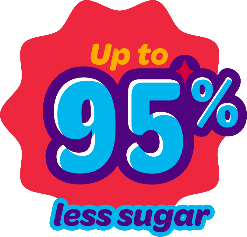 Up to 95% less sugar